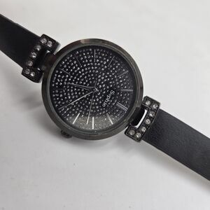 Sophie Women’s Black Crystal Analog Watch Leather Band – Needs Battery